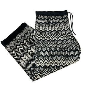 Missoni For Target Satin Tie Waist Sleep Pants Black and Cream Chevron Zig Zag S
